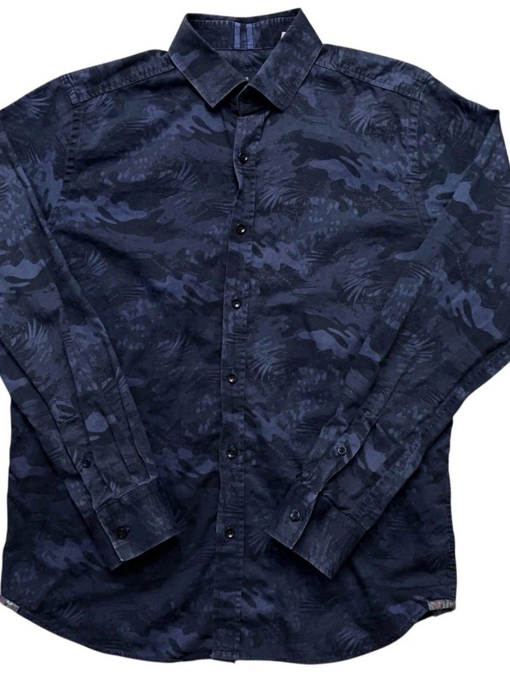 Robert Graham Shirt Mens M Long Sleeve Paisley Floral Camo Tailored Fit Purple